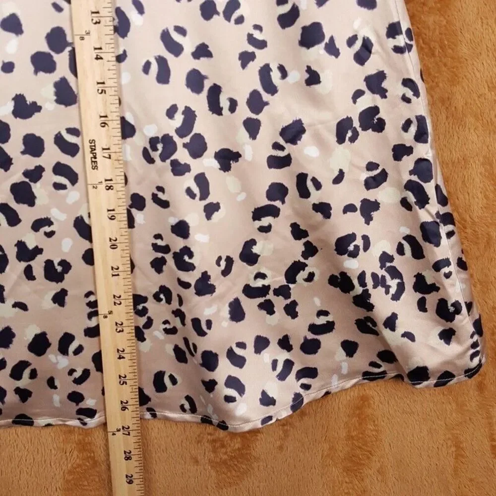 HUTCH Skirt Womens Size 6 Tan Satin Midi Pockets Lined Cheetah Leopard $148